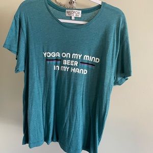 NWOT Wildfox Yoga on my Mind Beer in My Hand Retro Tee Shirt Small